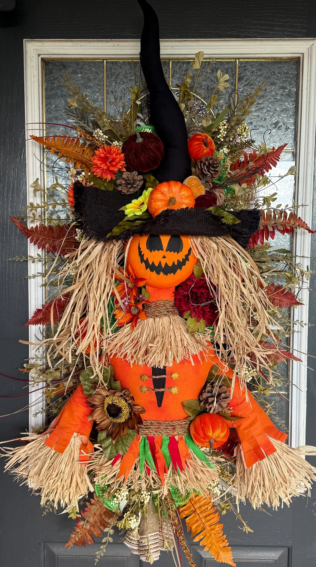 Large Rustic Scarecrow Door Hanger Fall Pumpkin Porch Decor